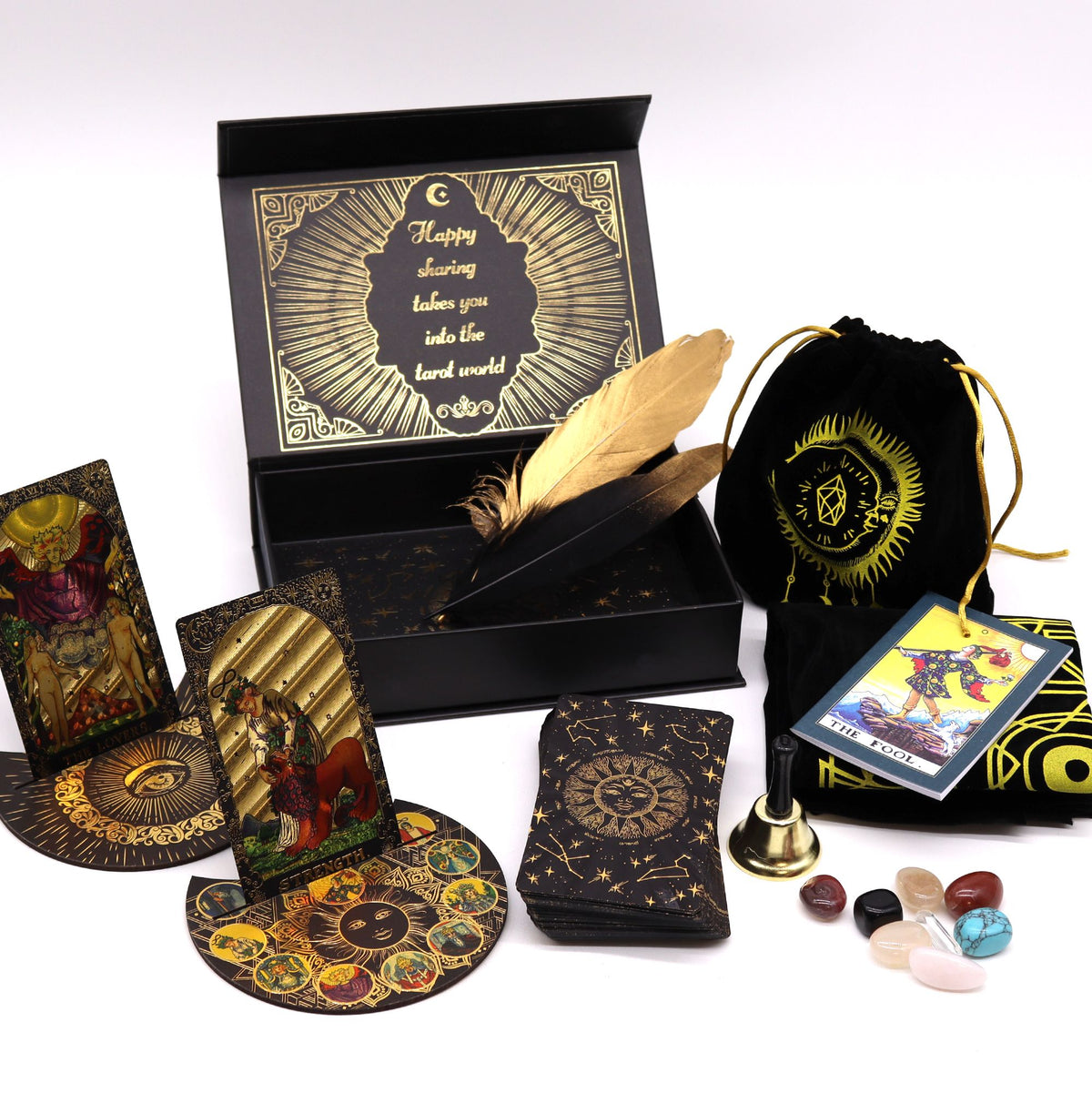Gold Foil Tarot - Let the Magic Begin - Gift Set - Angled view - ORIVON Collection