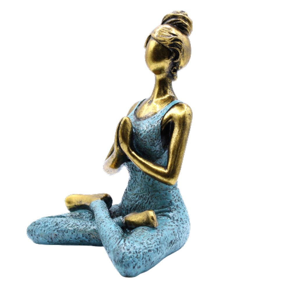 Yoga Lady Figure - Bronze & Turquoise 24cm