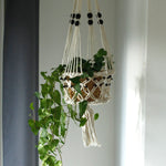 Macrame Pot Holder - Large Single Beaded