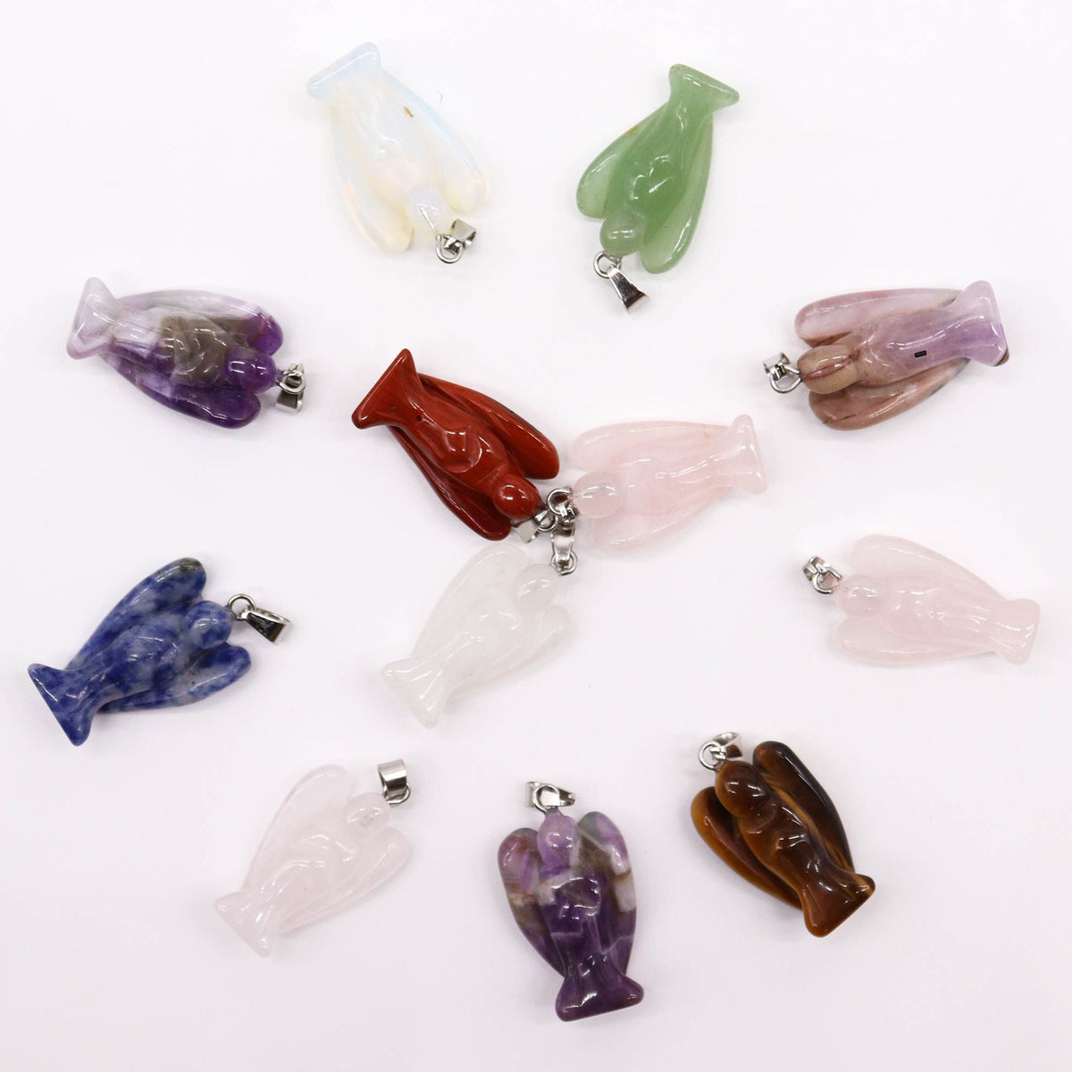 Gemstone Mini Angels Pendants (12 asst) 26x18mm