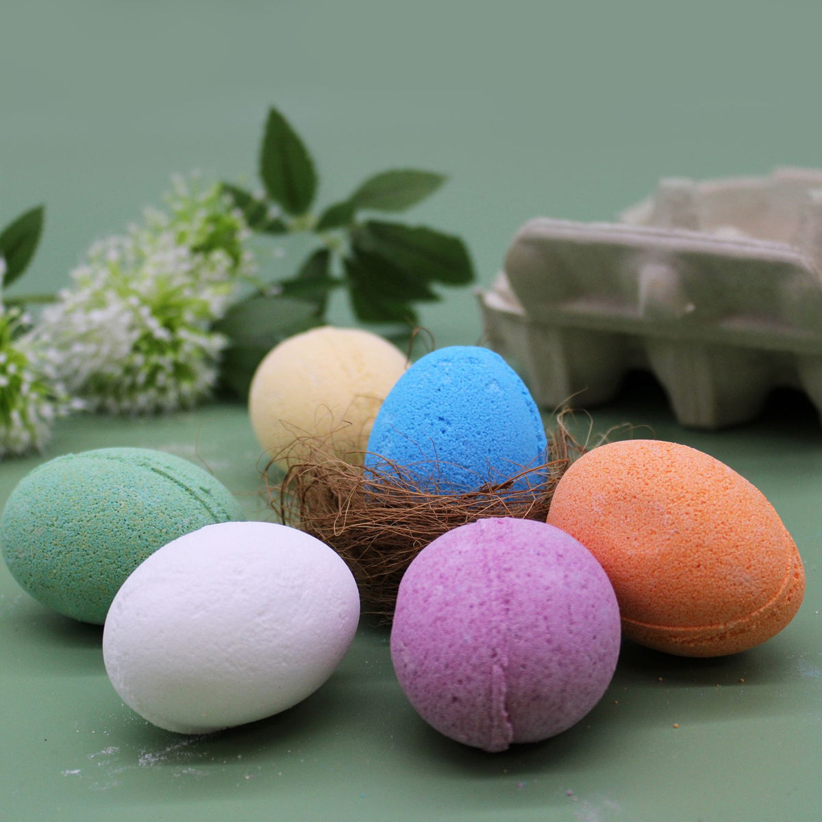 Bath Eggs in a Tray – Mango egg-shaped bath bombs – view 3