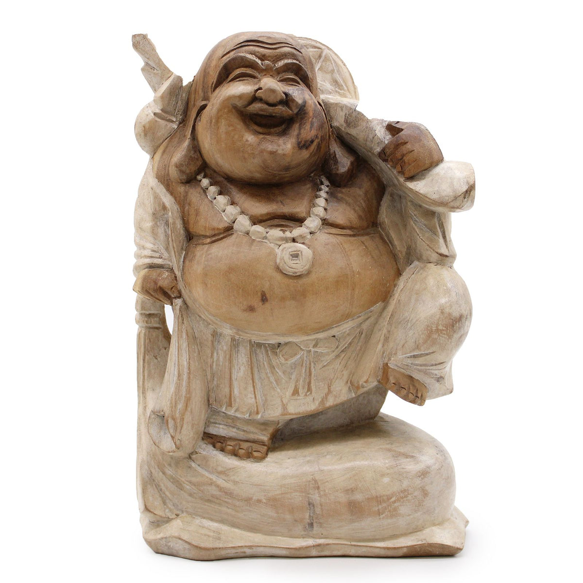 Happy Buddha - Whitewash 30cm