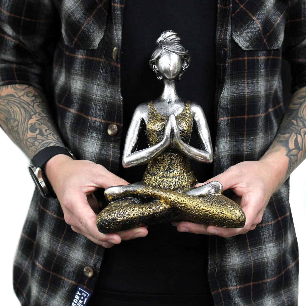 Yoga Lady Figure - Bronze & Silver 24cm