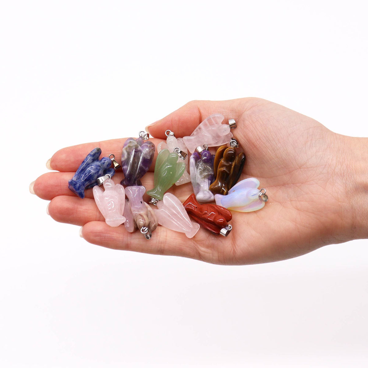 Gemstone Mini Angels Pendants (12 asst) 26x18mm