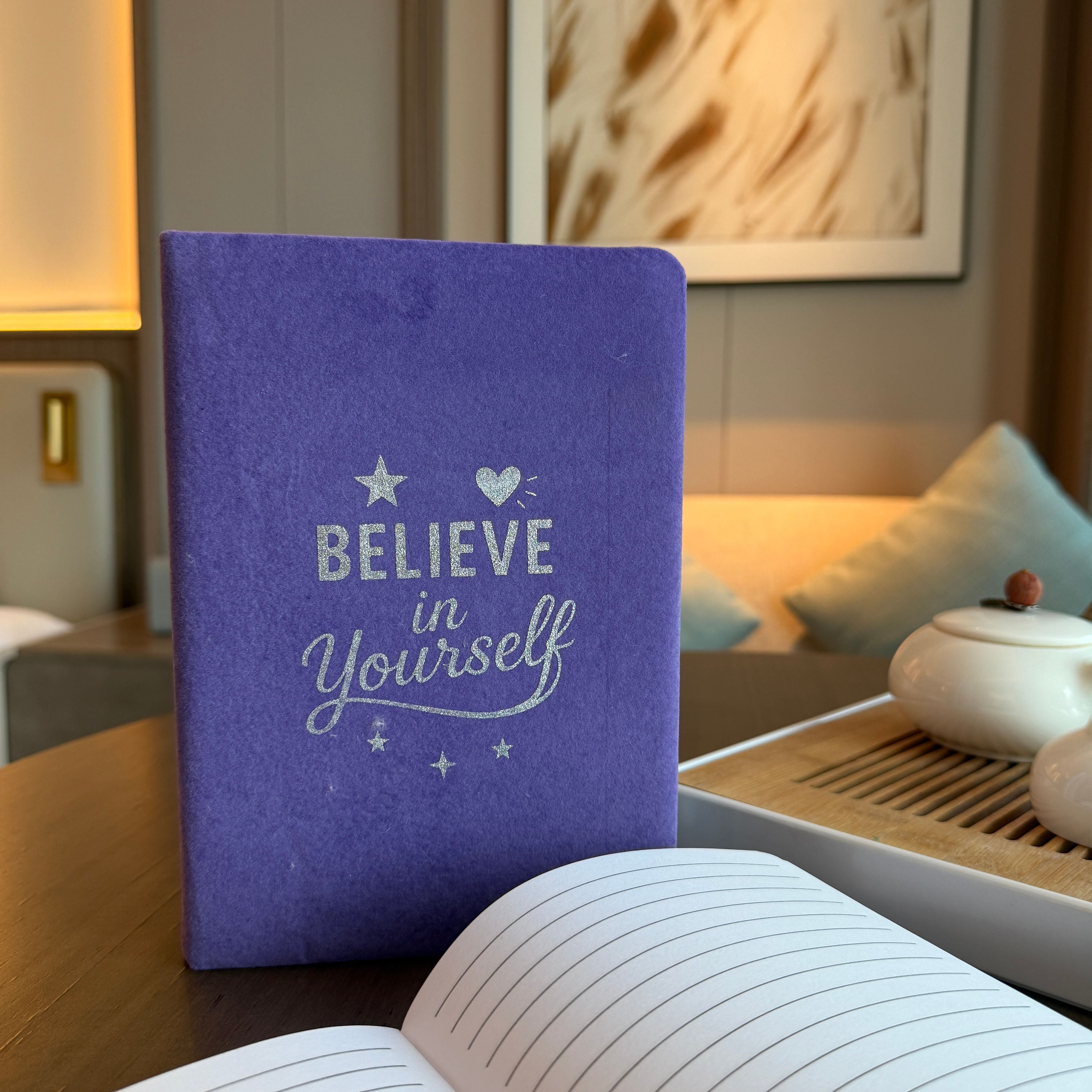 Lavender Velvet Notebook - Believe In Yourself