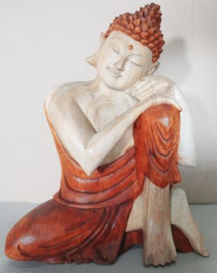 Hand Carved Buddha Statue 25cm - Thinking