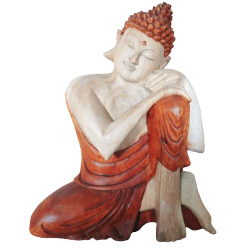 Hand Carved Buddha Statue 25cm - Thinking
