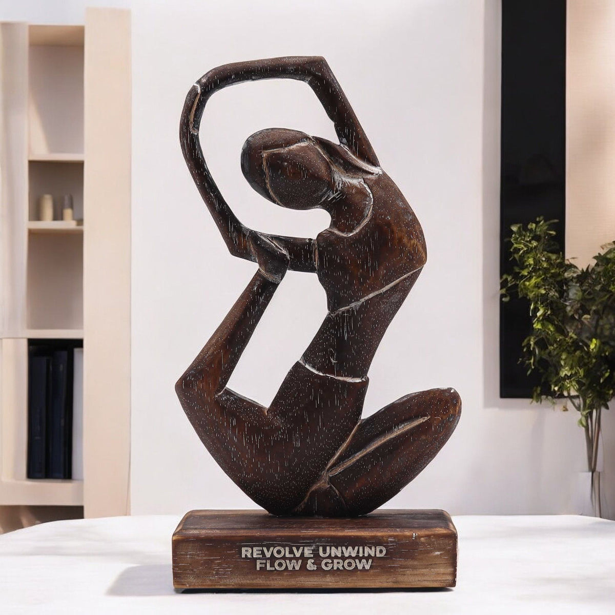 Wooden Yoga Lady - Antique Revolved Pose