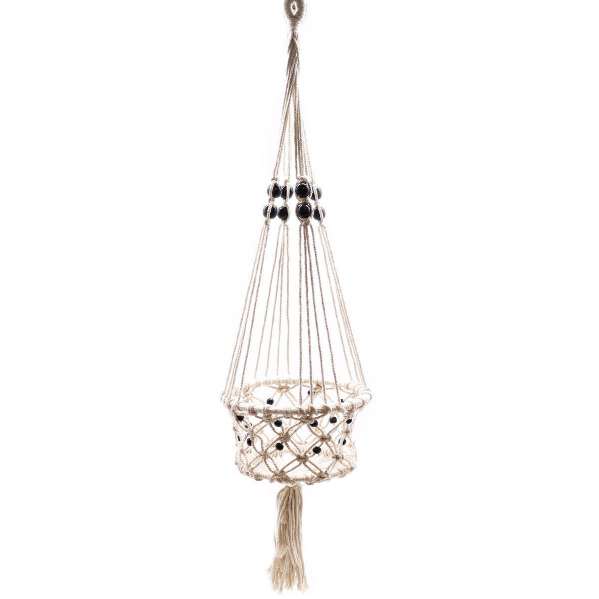 Macrame Pot Holder - Large Single Beaded