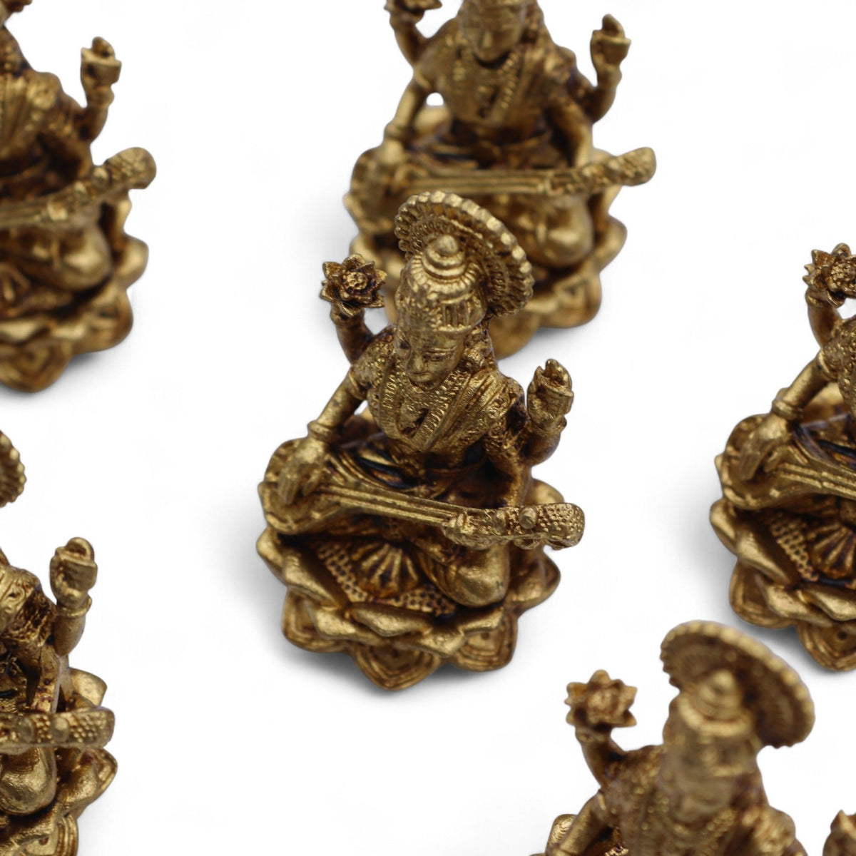 Brass Miniature Gods - Saraswati 22gms 34mm