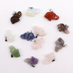Gemstone Lucky Elephants Pendants (12) 25x15mm