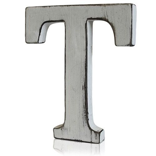 Shabby Chic Letter T - White Mango Wood