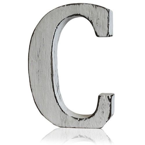 Shabby Chic Letter C - White Mango Wood