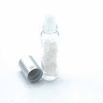 Gemstone Essential Oil Roller Bottle - Rock Quartz  - Silver Cap