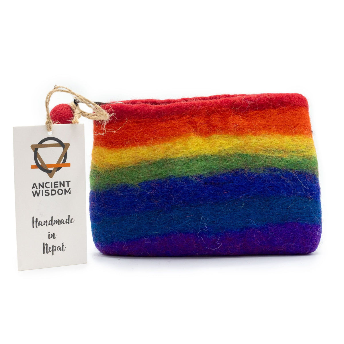 Natural Felt Zipper Pouch - Rainbow