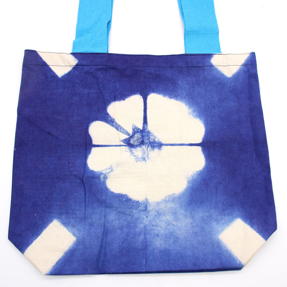 Natural Tye-Dye Cotton Bag - Blue Flower
