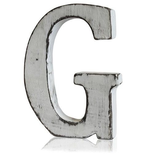 Shabby Chic Letter G - White Mango Wood
