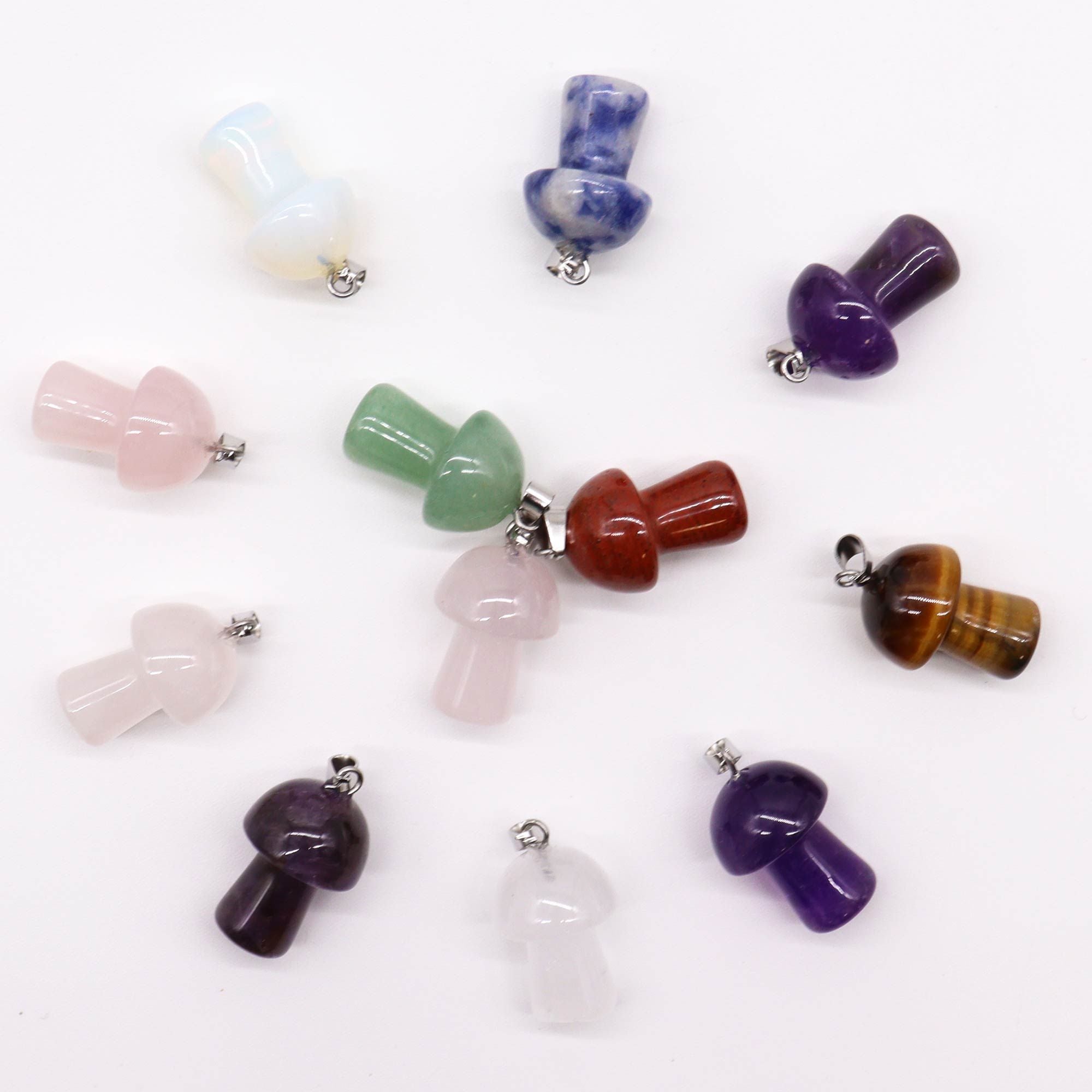 Gemstone Mushrooms Pendants (12 asst) 20x15mm