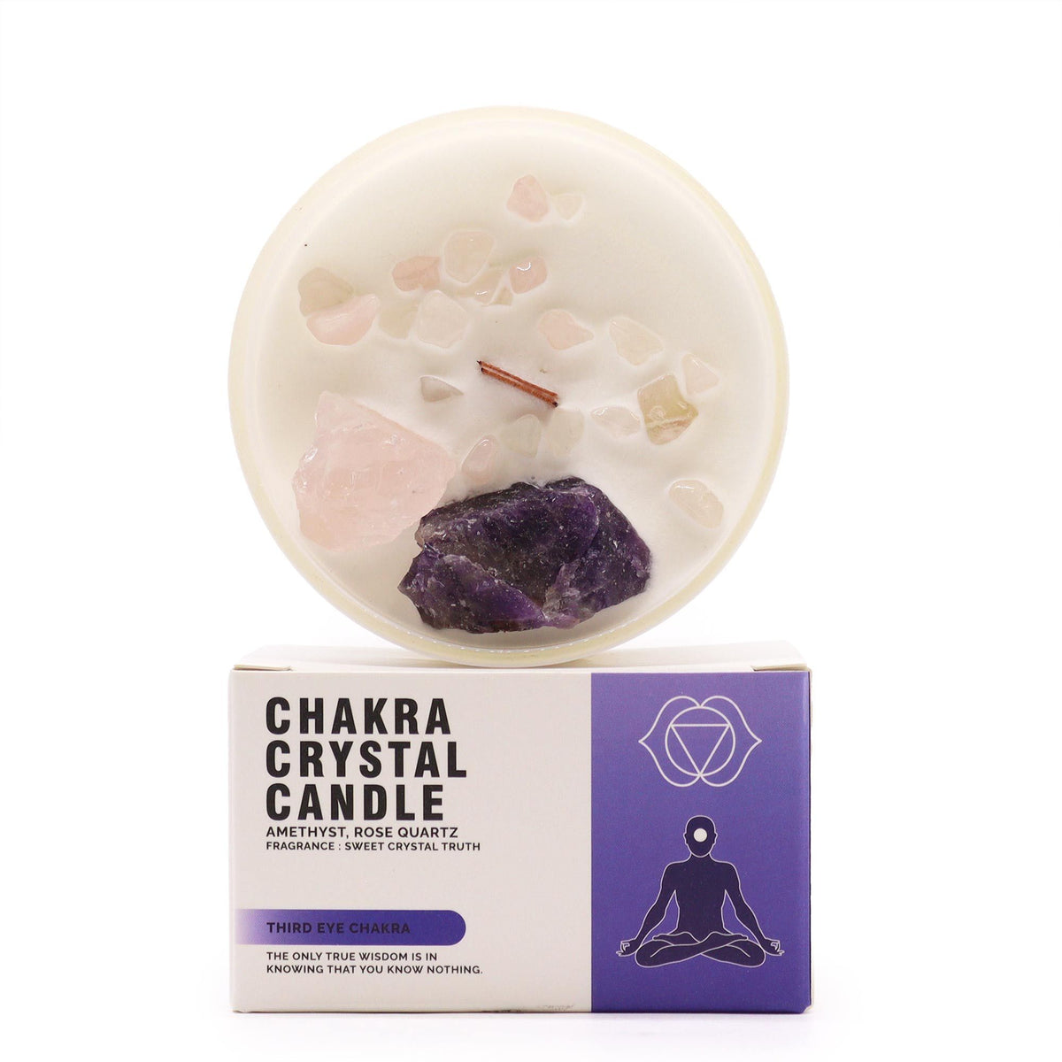 Chakra Crystal Candle – Third Eye Chakra - Front view - ORIVON Collection