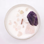 Chakra Crystal Candle – Third Eye Chakra - Angled view - ORIVON Collection