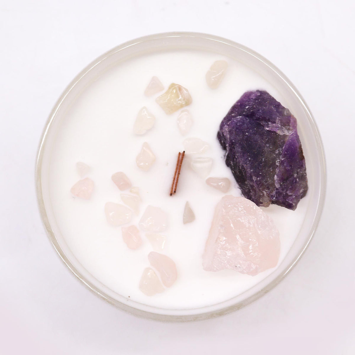 Chakra Crystal Candle – Third Eye Chakra - Angled view - ORIVON Collection