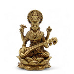 Brass Miniature Gods - Saraswati 22gms 34mm
