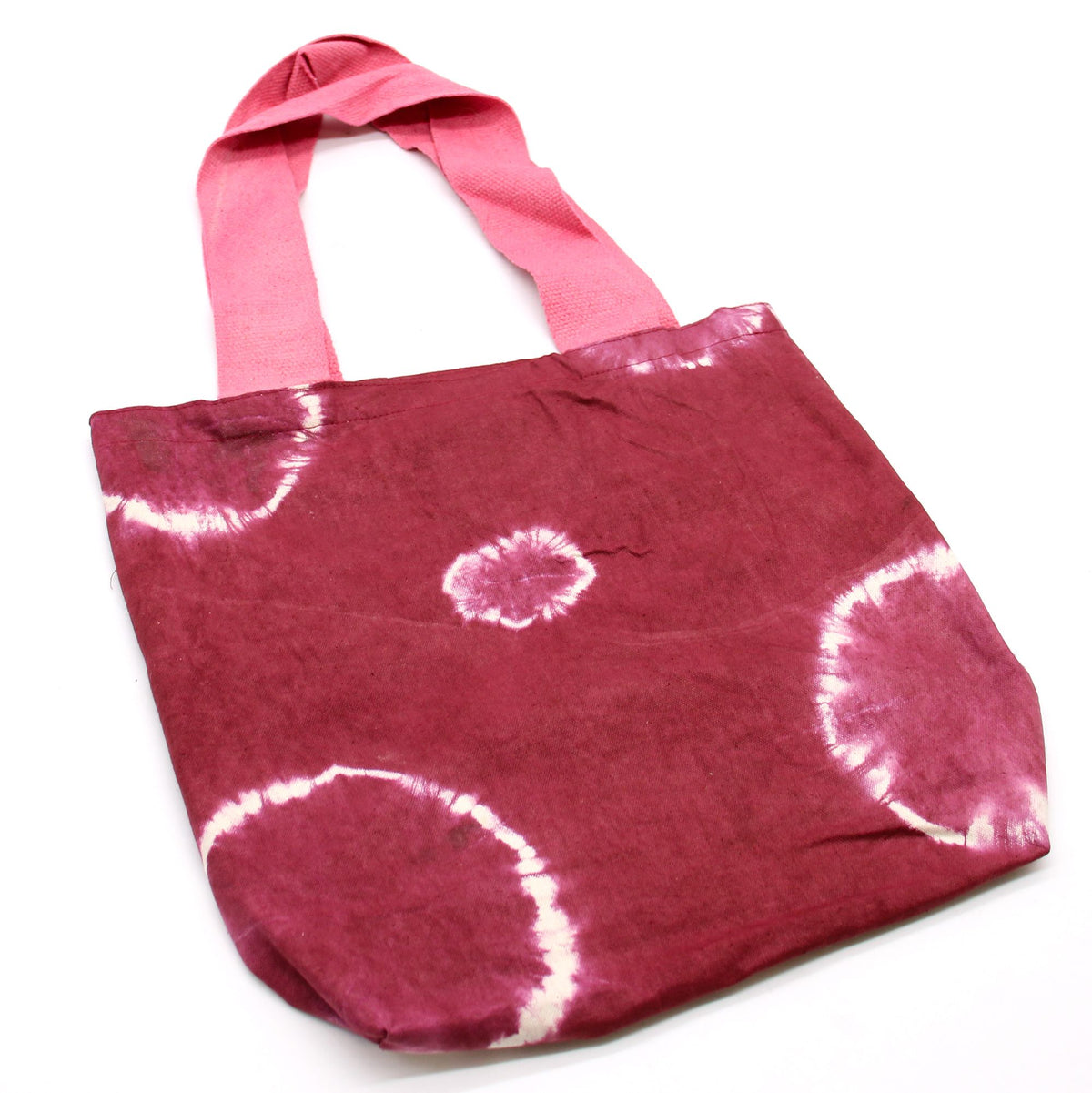 Natural Tye-Dye Cotton Bag - Maroon Rings