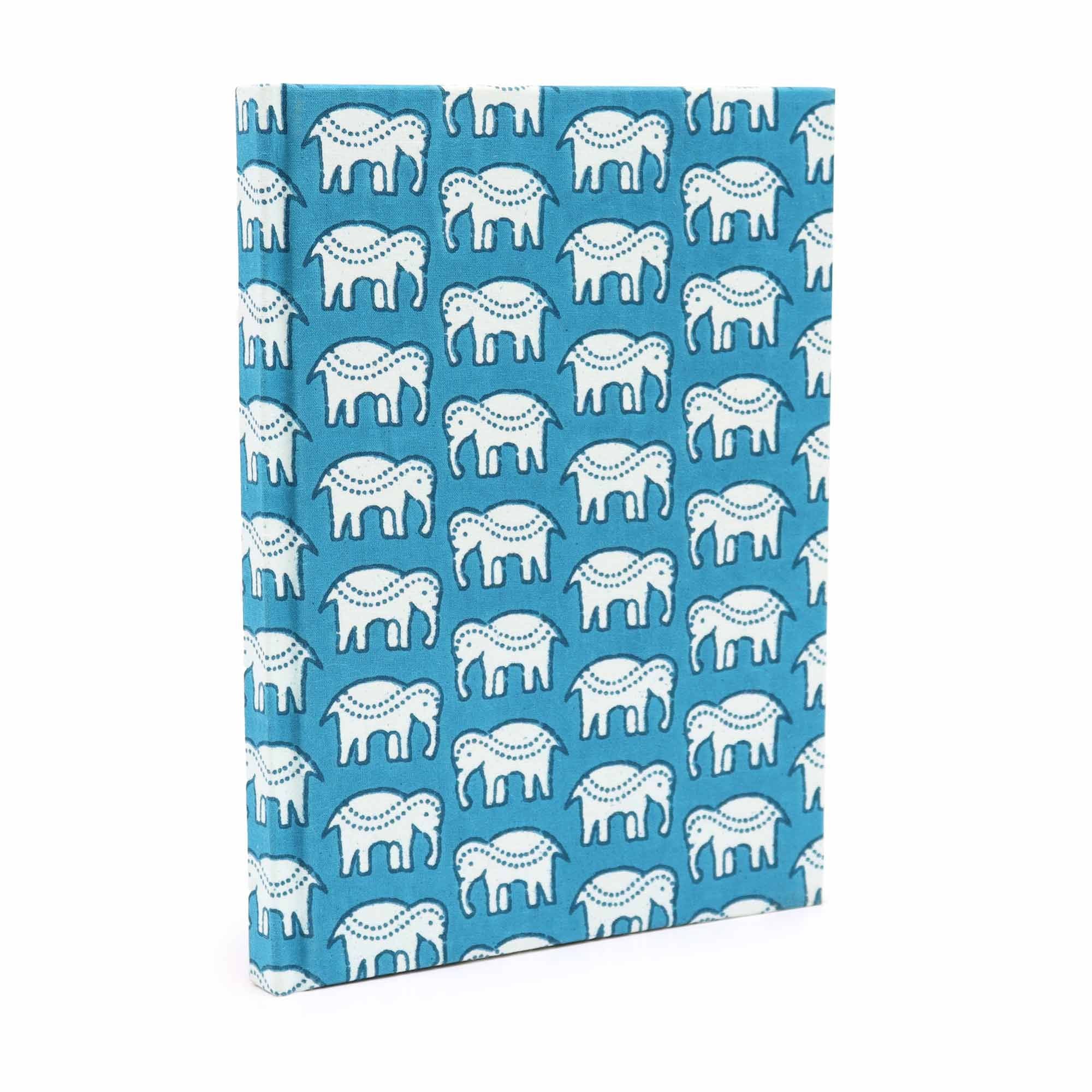 Cotton Bound Notebook - Teal Elephants