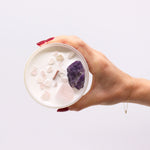 Chakra Crystal Candle – Third Eye Chakra - Size reference - ORIVON Collection