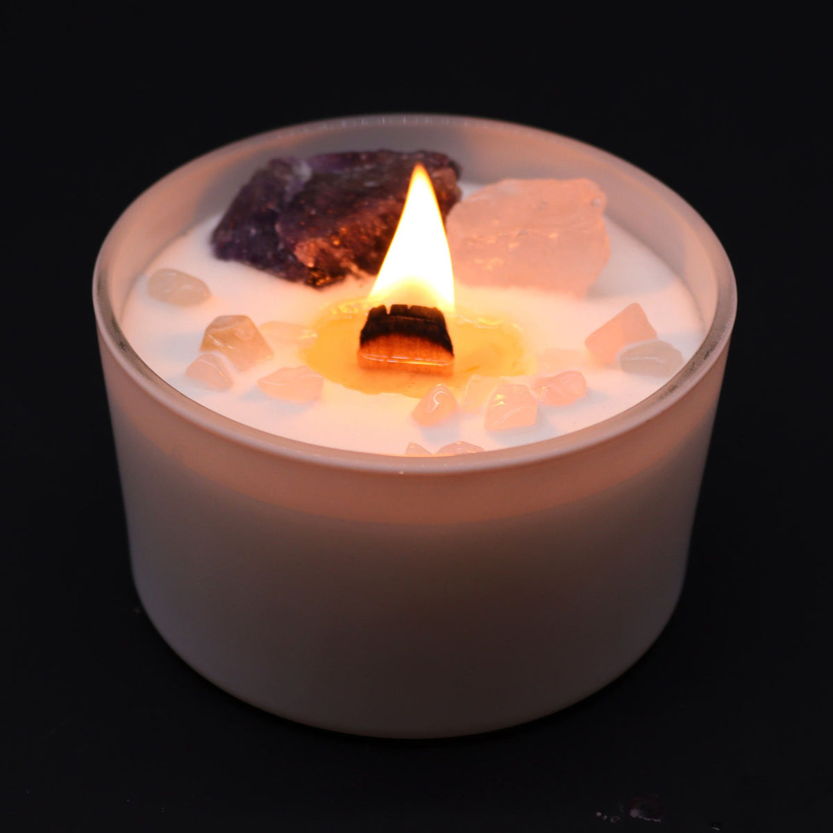 Chakra Crystal Candle – Third Eye Chakra - Top view - ORIVON Collection