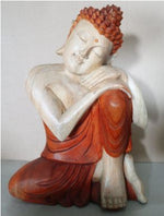 Hand Carved Buddha Statue 30cm - Thinking