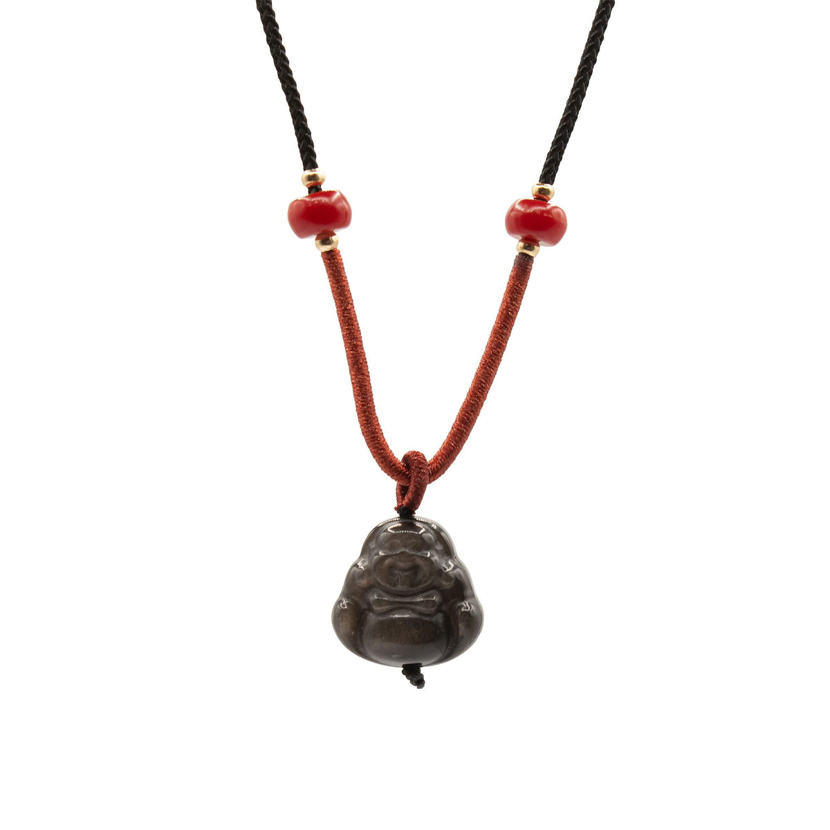 Gemstone Pendant - Silver Obsidian Buddha