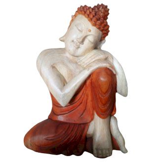 Hand Carved Buddha Statue 30cm - Thinking