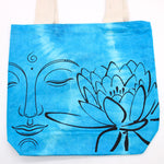 Tye-Dye Cotton Bag - Lotus Buddha - Blue