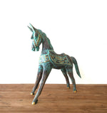 Large Gold & Turquoise Horse 32cm