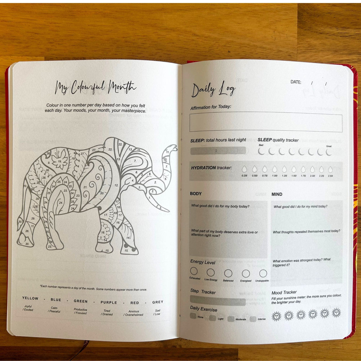 Red Wellness Journal - Golden Mandala and Lotus