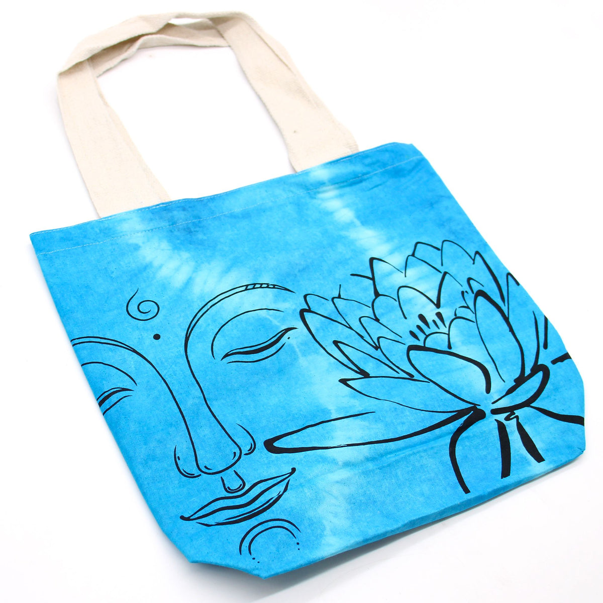 Tye-Dye Cotton Bag - Lotus Buddha - Blue
