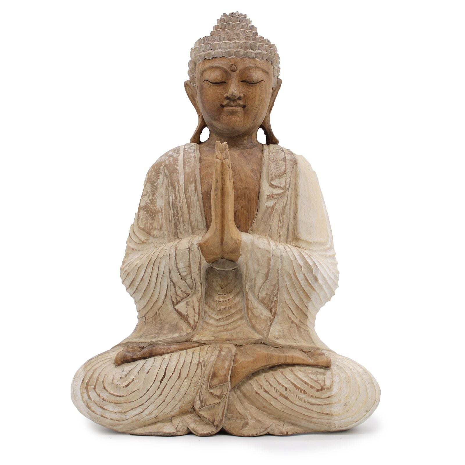 Buddha Statue Whitewash 40cm Welcome