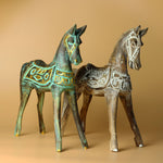 Large Gold & Turquoise Horse 32cm