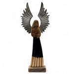 Large Mango Wood Guardian Angel - Metal Wings & Enamel