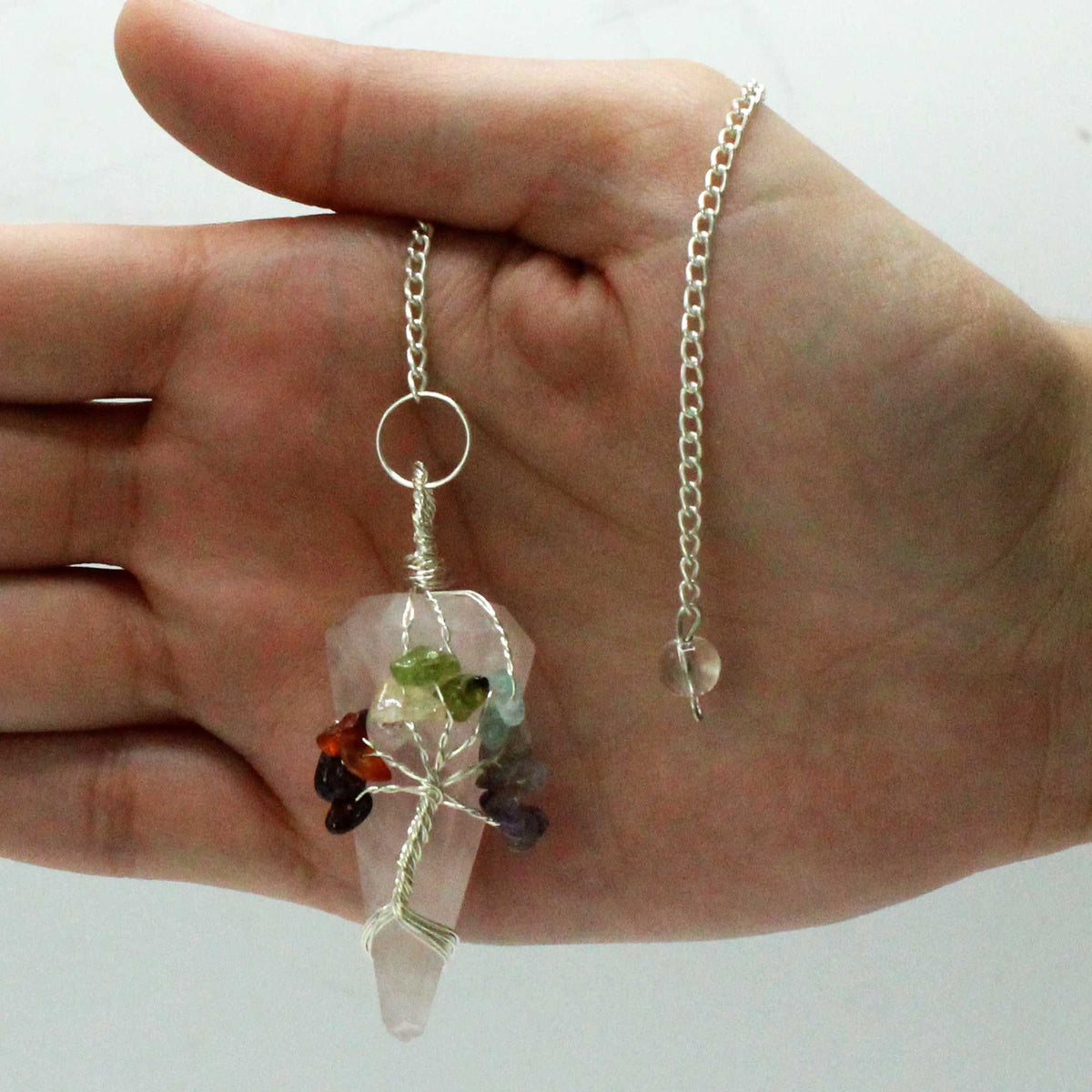 Seven Chakra Magic Pendulum – Rose Quartz