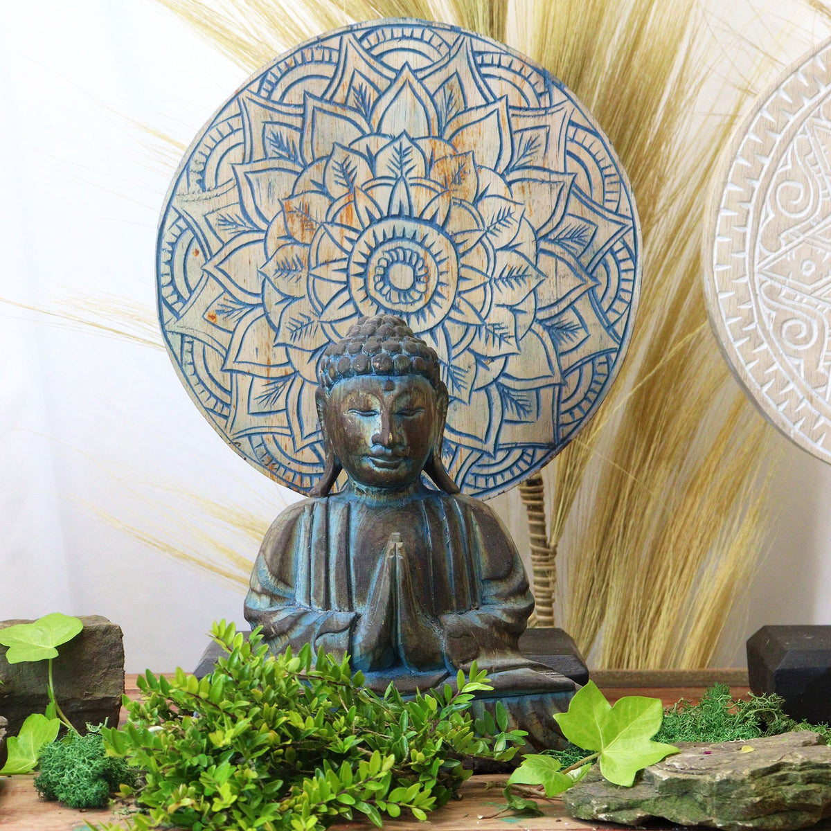Buddha Feng Shui Set - Flower Mandala, Blue