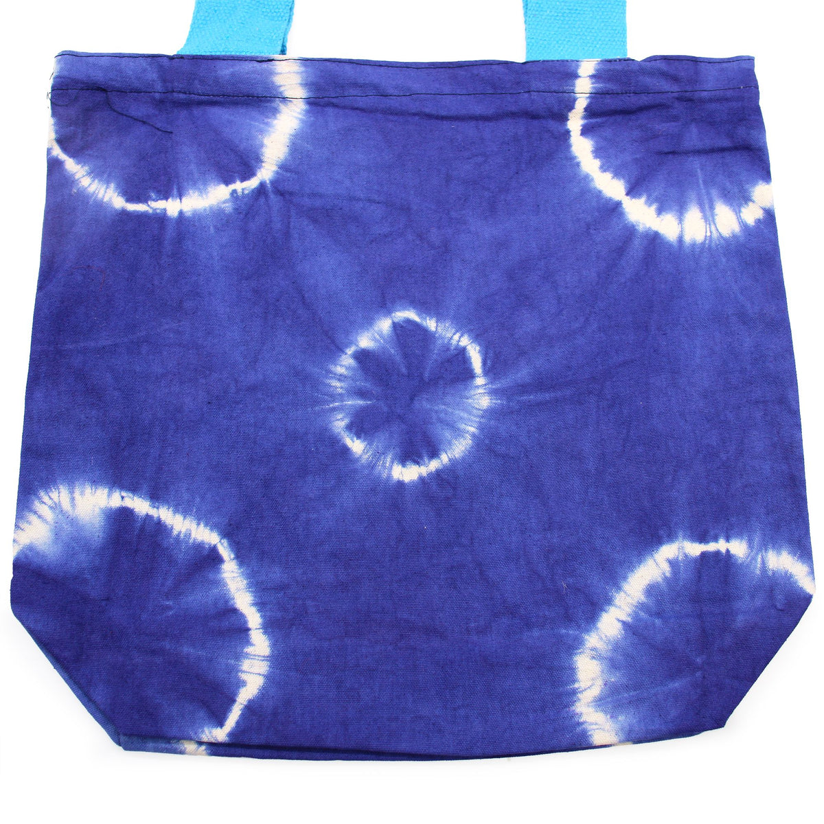 Natural Tye-Dye Cotton Bag - Blue Rings