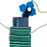 Phone Holder Bag - Green Stripes Flower Decor
