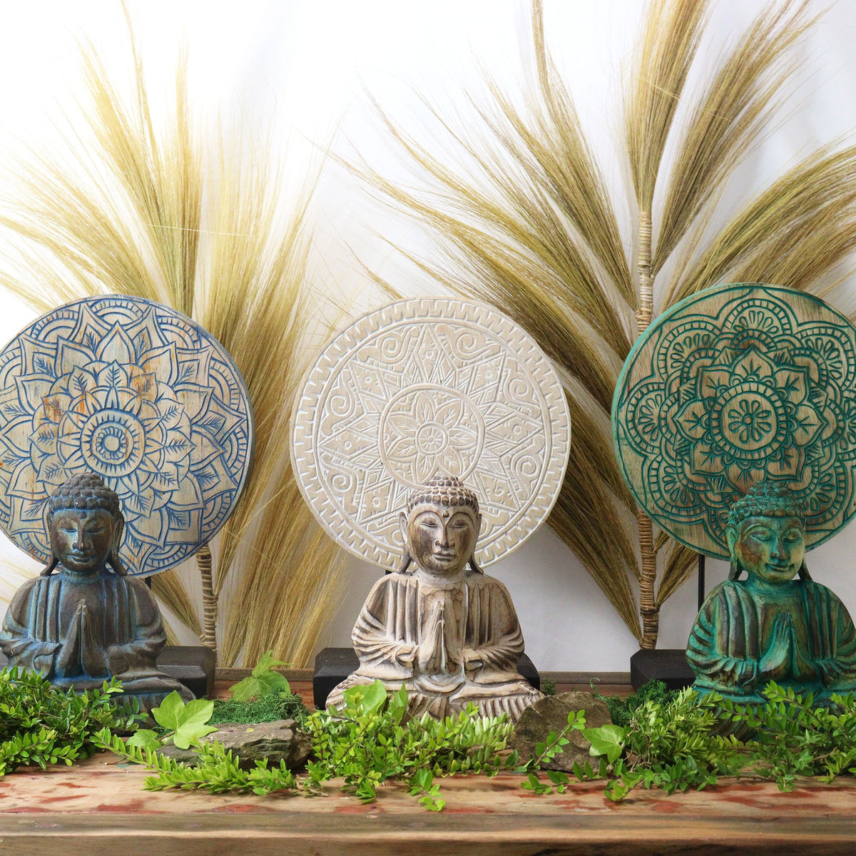 Buddha Feng Shui Set - Flower Mandala, Blue