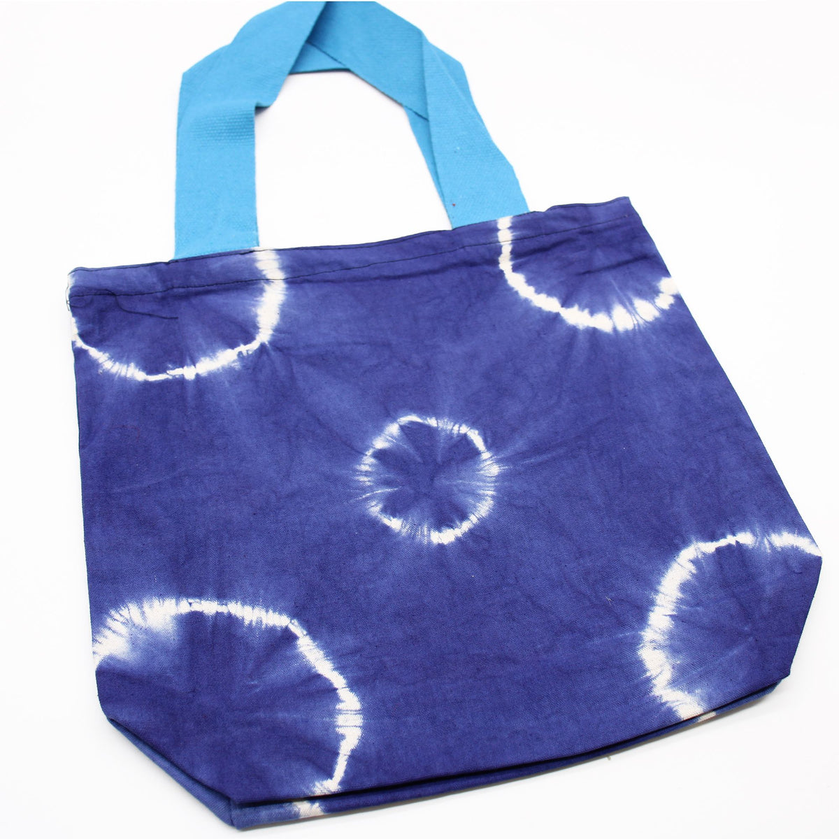 Natural Tye-Dye Cotton Bag - Blue Rings