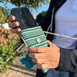 Phone Holder Bag - Green Stripes Flower Decor