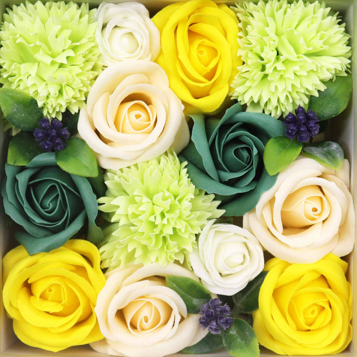 Square Box - Spring Celibrations - Yellow & Greens - Size reference - ORIVON Collection
