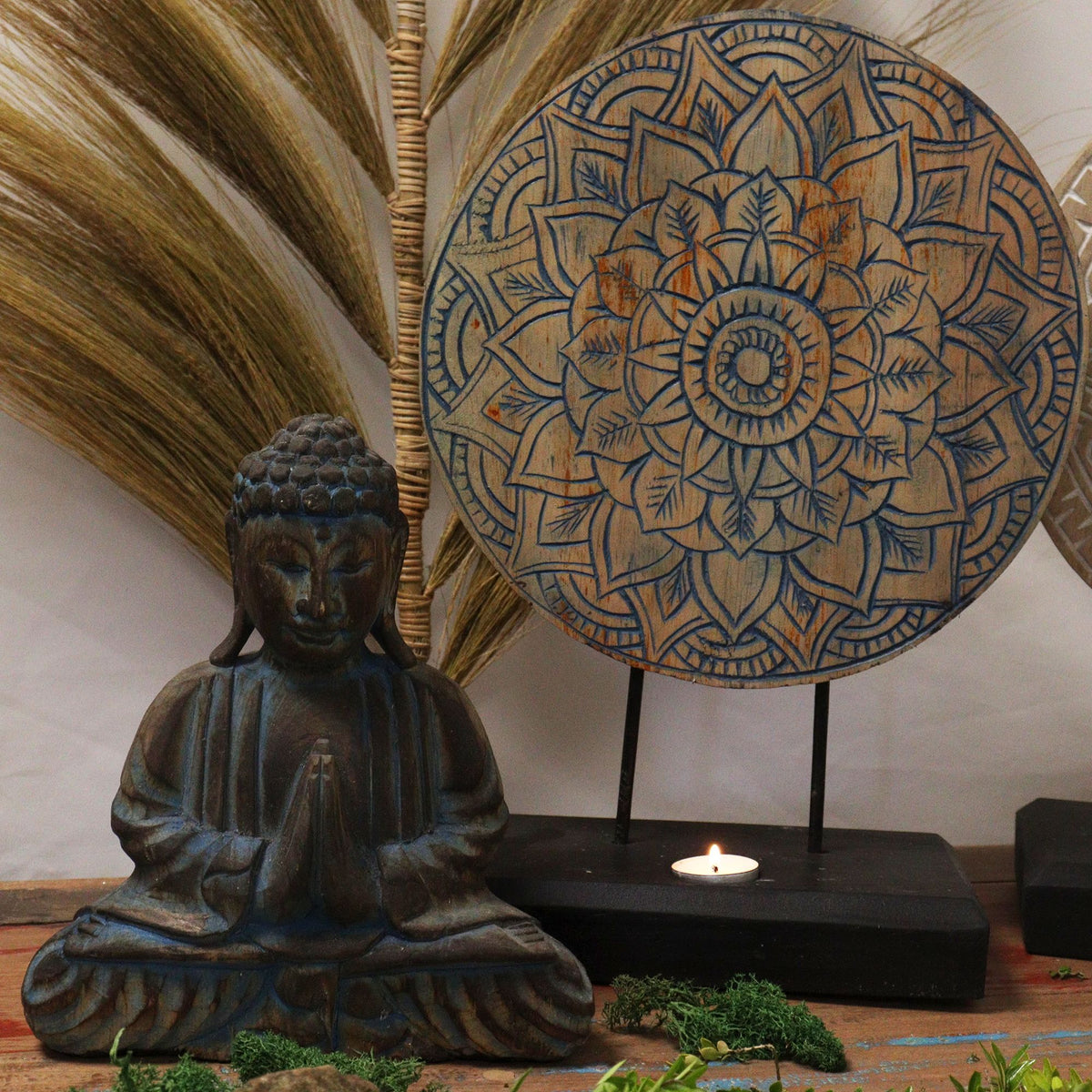Buddha Feng Shui Set - Flower Mandala, Blue