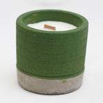 Concrete Wooden-Wick Candle – Sea Moss & Herbs - Angled view - ORIVON Collection